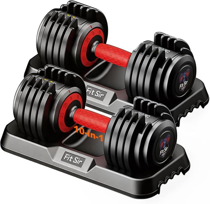 Fit Sir 10-in-1 Adjustable Dumbbell Set 55LB – Best Quick-Dial System for Fast Workouts